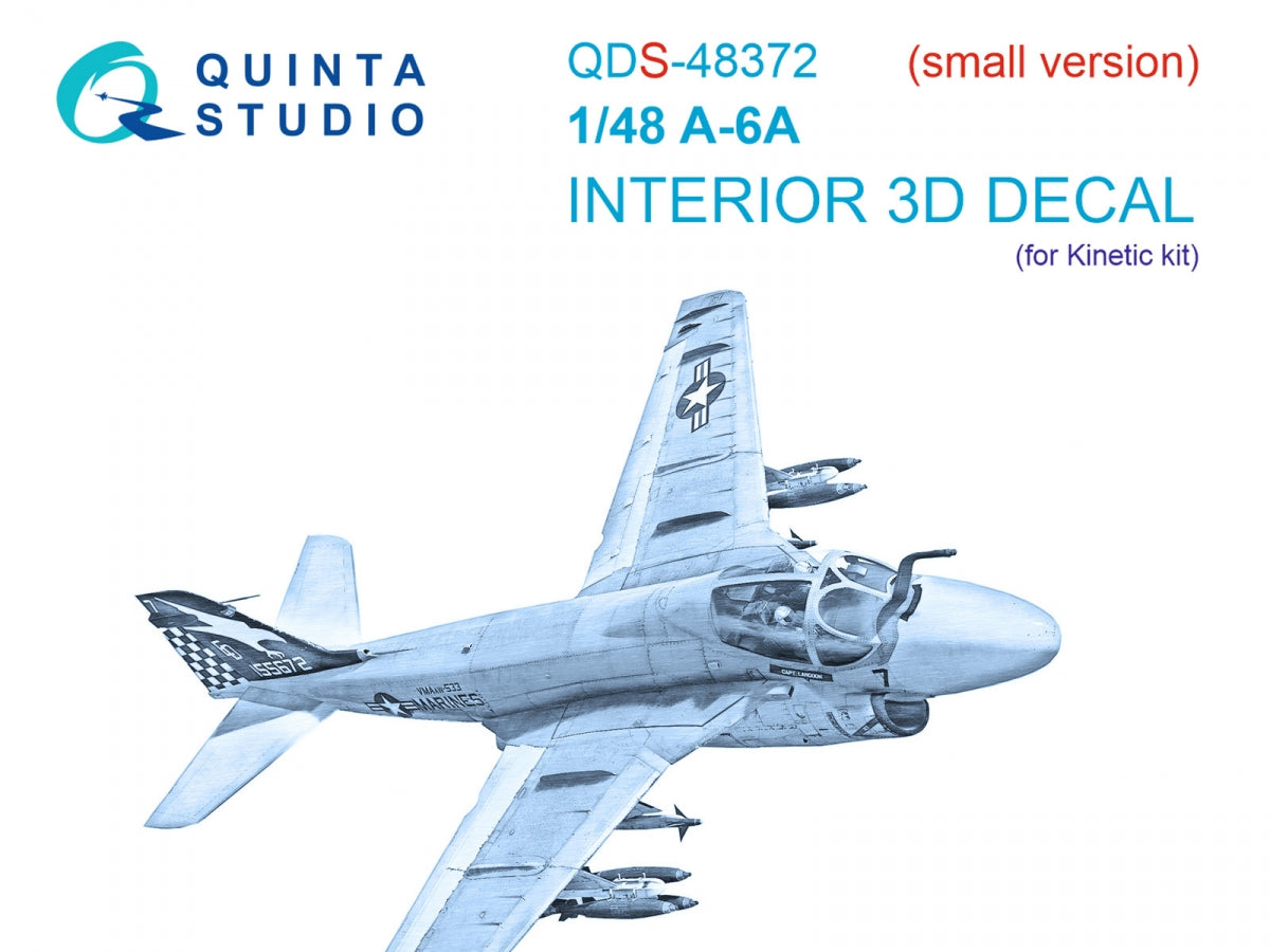 Quinta Studio QDS-48372 A-6A 3D-Printed & coloured Interior on decal paper (Kinetic) (Small version) 1/48