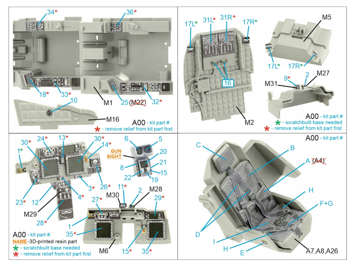 Quinta Studio QD+35106 AH-64D 3D-Printed &amp;amp; coloured Interior on decal paper (Takom) (with 3D-printed resin parts) 1/35 – Bild 2