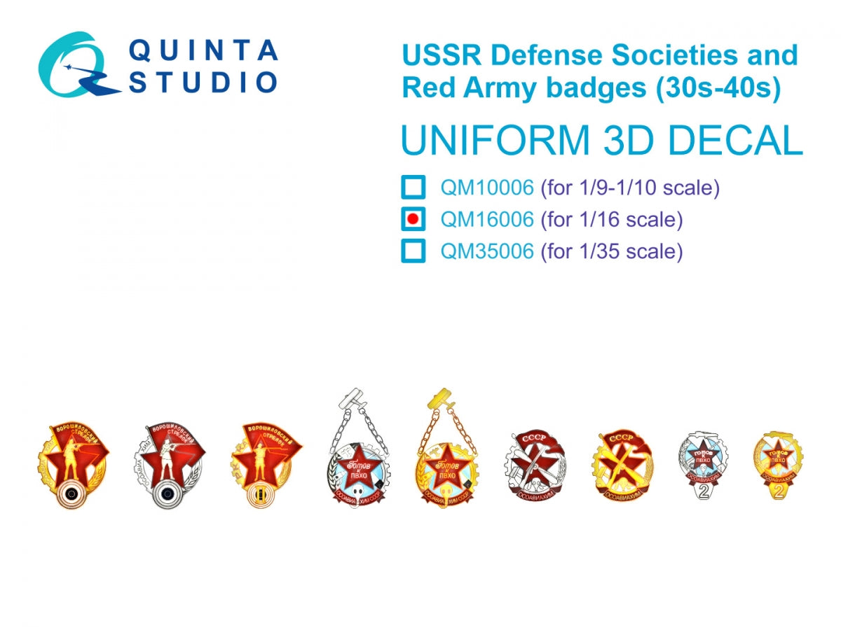 Quinta Studio QM16006 Insignes des sociétés de défense de l&amp;#39;URSS et de l&amp;#39;Armée rouge (années 1930-1940) 1/16