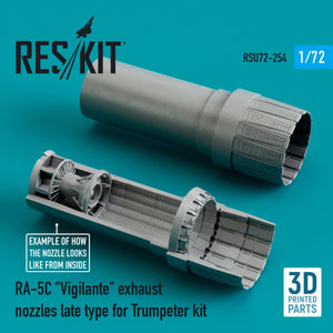 RESKIT RSU72-0254 RA-5C &amp;quot;VIGILANTE&amp;quot; EXHAUST NOZZLES LATE TYPE FOR TRUMPETER KIT (3D PRINTED) 1/72