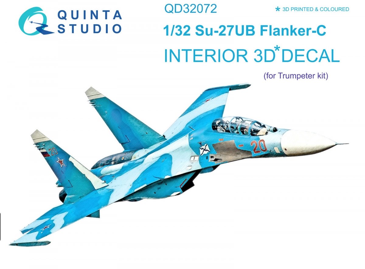 Quinta Studio QD32072 Su-27UB 3D-Printed &amp;amp; coloured Interior on decal paper (for Trumpeter kit) 1/32