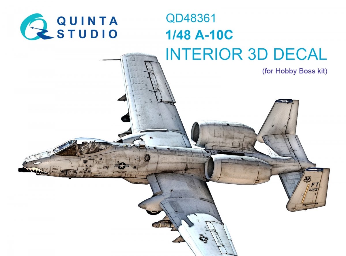 Quinta Studio QD48361 A-10C 3D-Printed &amp;amp; colored Interior on decal paper (Hobby Boss) 1/48