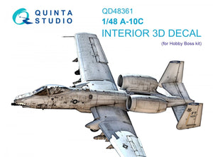 Quinta Studio QD48361 A-10C 3D-Printed &amp;amp; colored Interior on decal paper (Hobby Boss) 1/48