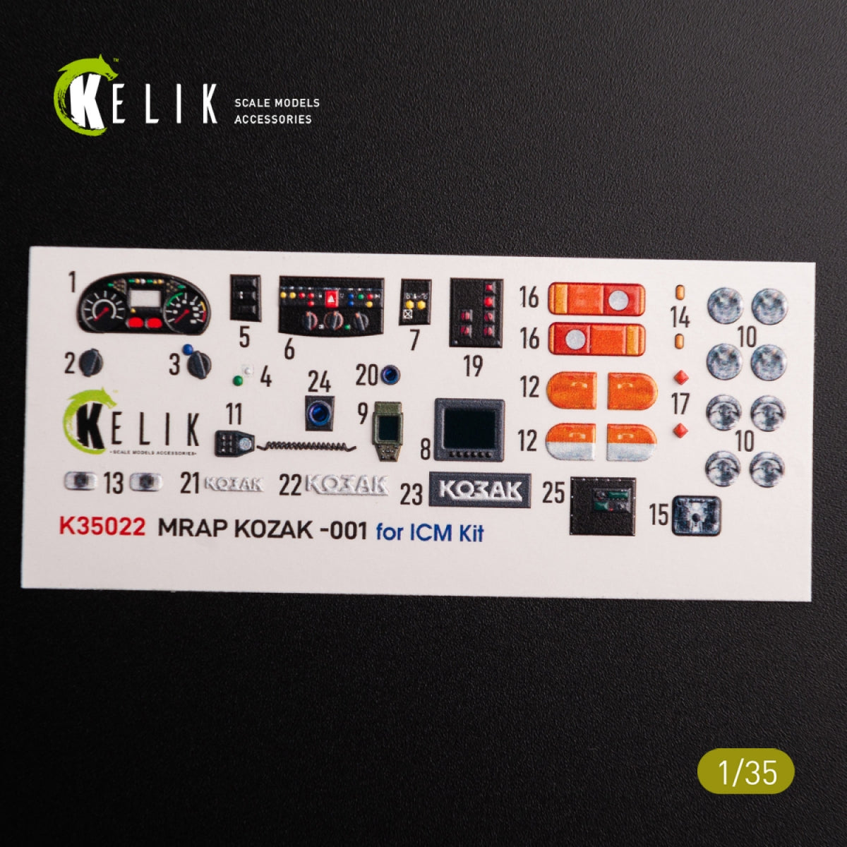 KELIK K35022 Kozak-001 Ukrainian MRAP 3D decals for ICM kit 1/35 – Bild 3