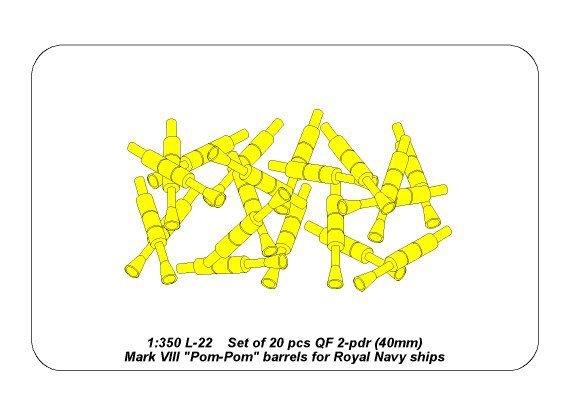 Aber 350L-22 Set of 20 pcs QF 2-pdr 40 mm Mk.VIII Pom Pom barrels for Royal Navy ships 1/350 – Bild 6