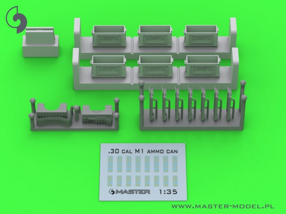 Boîtes de munitions Master GM-35-090 M1 pour fusil Browning M1919 calibre .30 (7,62 mm) (6 pièces) - OUVERTES 1/35