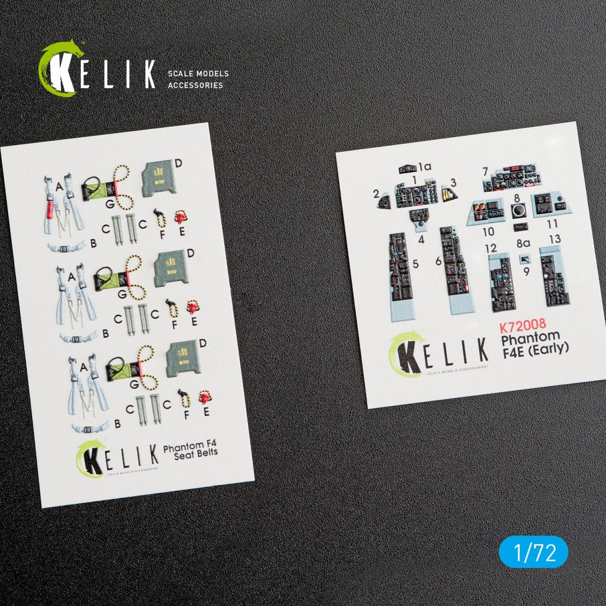 KELIK K72008 F-4E "PHANTOM II" INTERIOR 3D DECALS FOR FINEMOLDS KIT 1/72