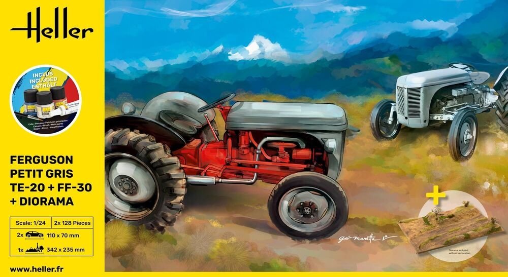 Heller 52326 Ferguson Petit Gris TE-20 + FF-30 + Diorama - Starter Kit 1/24 – immagine 2