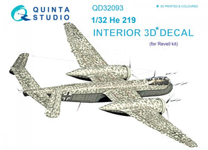 Quinta Studio QD32093 He 219 3D-Printed &amp;amp; coloured Interior on decal paper ( Revell ) 1/32