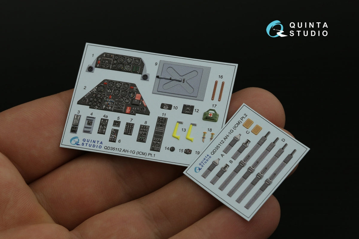 Quinta Studio QD35112 AH-1G Cobra 3D-Printed &amp;amp; coloured Interior on decal paper (ICM) 1/35 – Bild 6