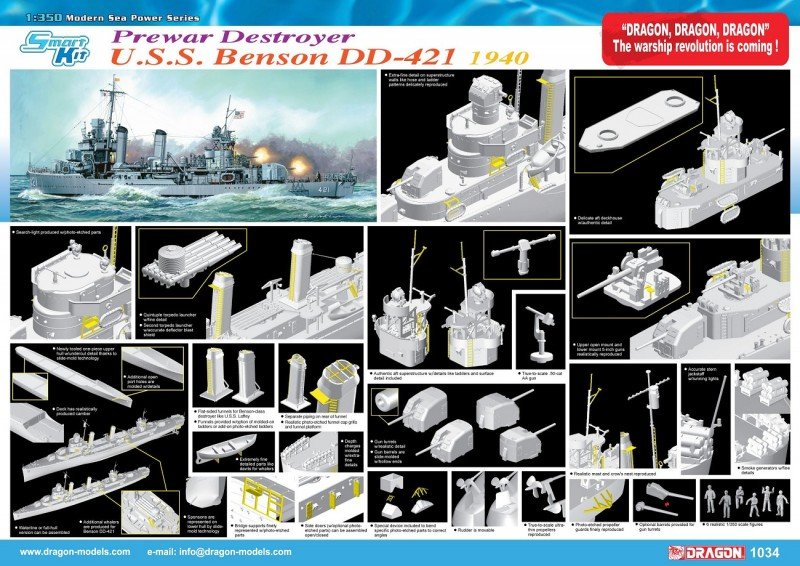 Dragon 1034 Destroyer USS Benson DD-421 1940 (1/350) – image 2