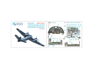 Quinta Studio QDS-48555 Bristol Beaufighter NF.Mk.VI 3D-Printed &amp;amp; coloured Interior on decal paper (Tamiya) (small version) 1/48 – imagen 2
