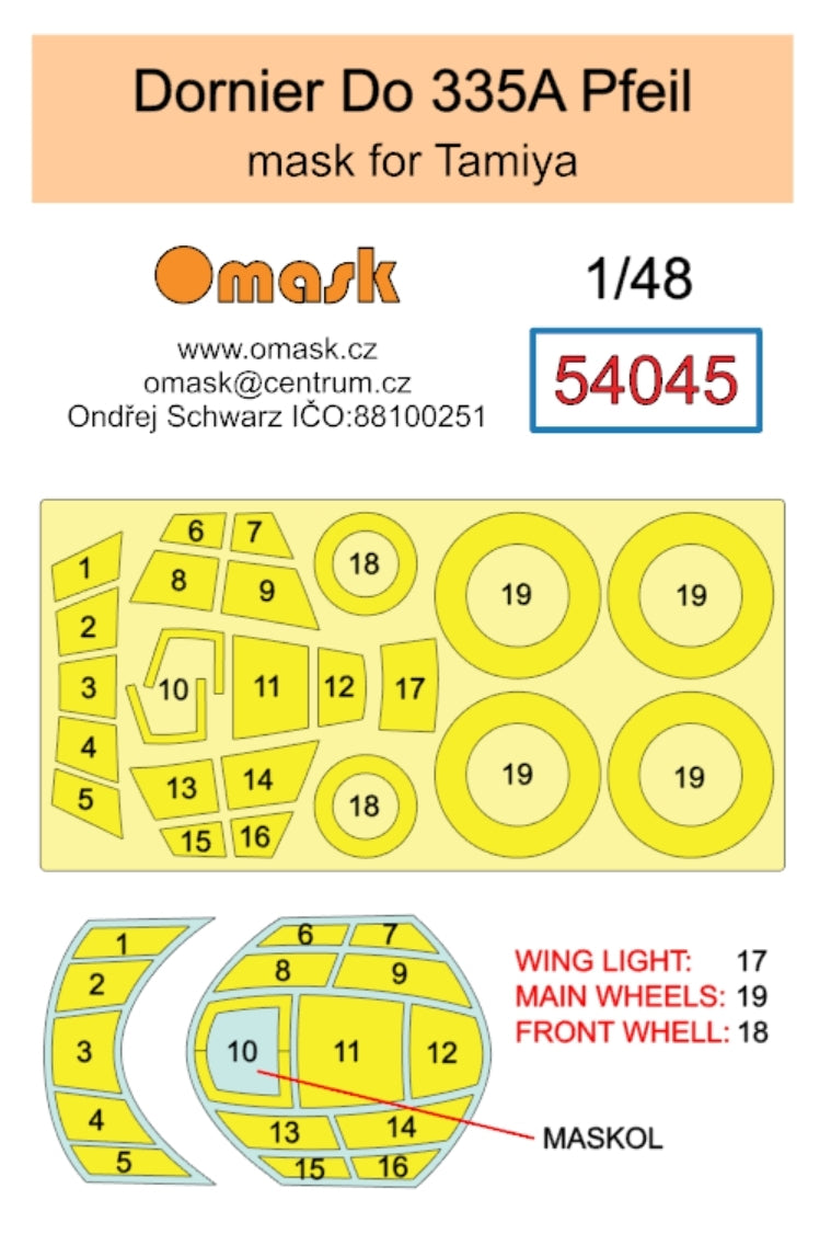 Omask 54045 Masque Dornier Do 335A Pfeil (pour Tamiya) 1/48 – image 2