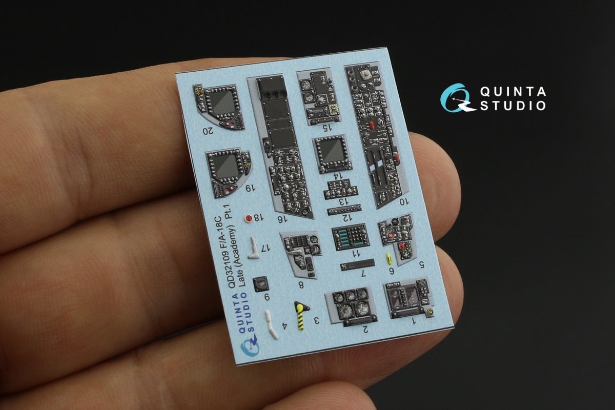 Quinta Studio QD32109 F/A-18C Late 3D-Printed &amp;amp; coloured Interior on decal paper (Academy) 1/32 – immagine 3