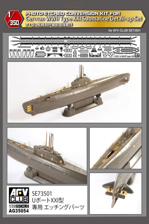 Kit de conversion photogravé AFV Club AG35054 pour sous-marin allemand Type XXI de la Seconde Guerre mondiale, montage détaillé à l&amp;#39;échelle 1/350