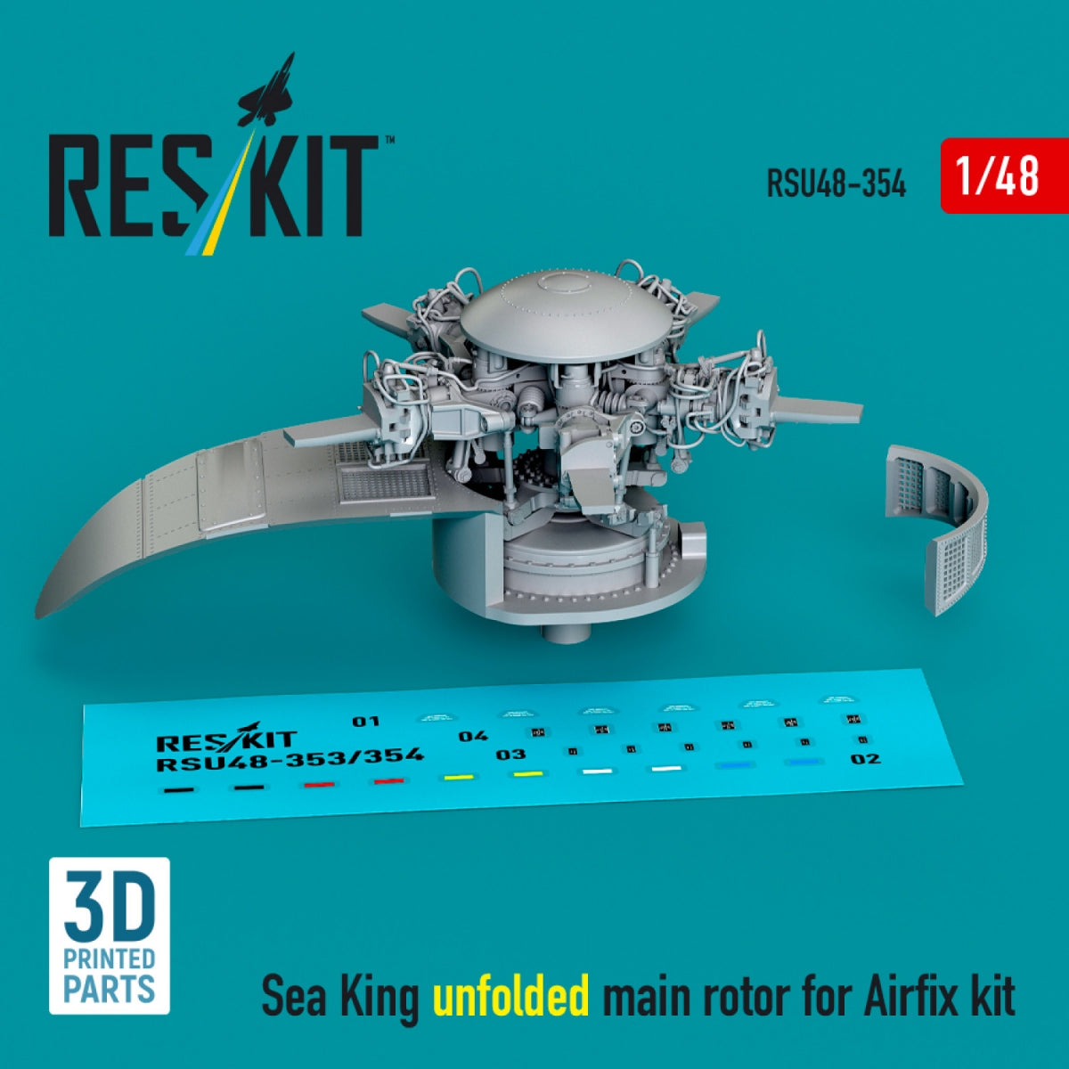RESKIT RSU48-0354 Sea King unfolded main rotor for Airfix kit (3D printed) 1/48