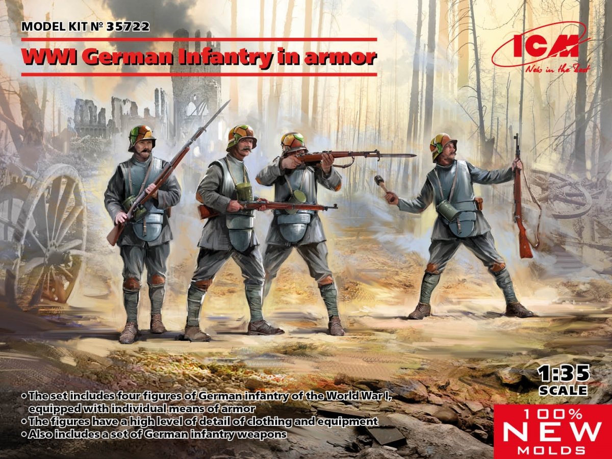 ICM 35722 WWI German Infantry in armor 1/35