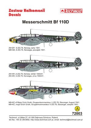 Techmod 72003 - Messerschmitt Bf 110D 1/72 – zdjęcie 2