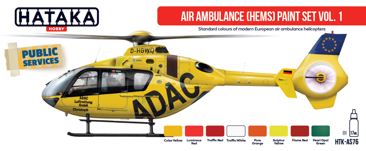Hataka HTK-AS76 Air Ambulance (HEMS) paint set vol. 1 8x17ml – imagen 2