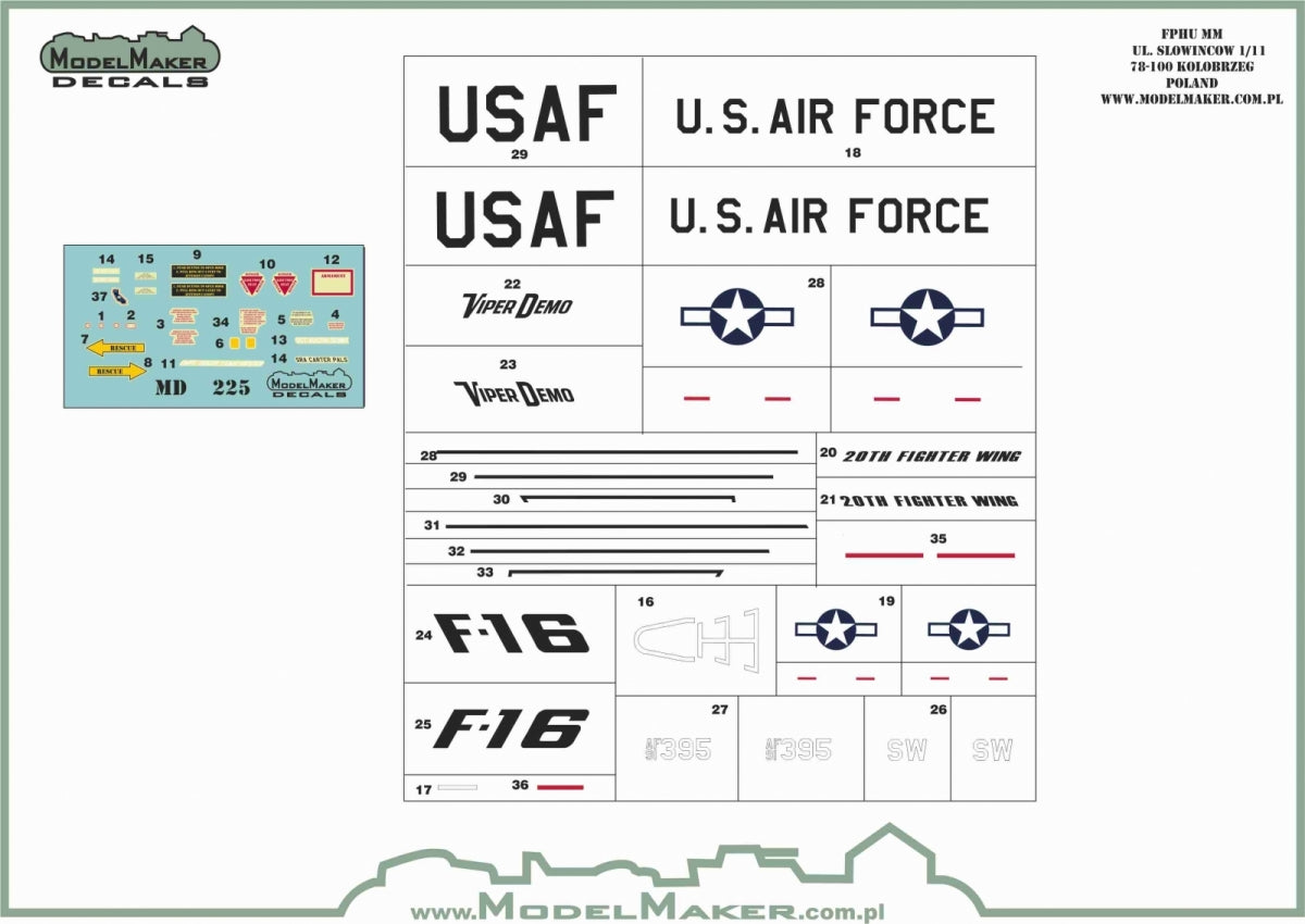 ModelMaker Decals MD48225 USAF F-16C Viper Demo 2024 50 Years of F-16 MASKS SETMD48225 USAF F-16C Viper Demo 2024 50 Years of F-16 MASKS SET 1/48 – immagine 2