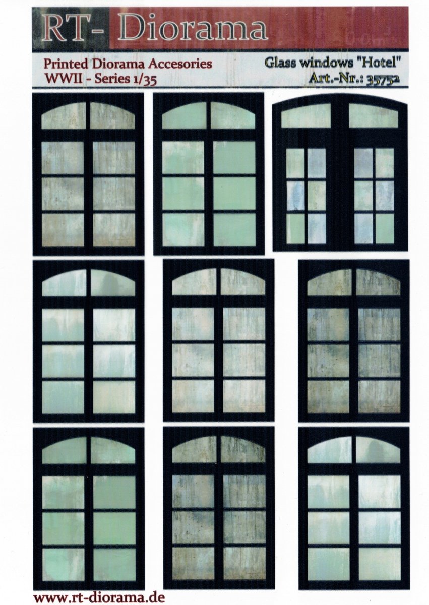 RT-Diorama 35752 Printed Accessories: Glass windows "Hotel" 1/35