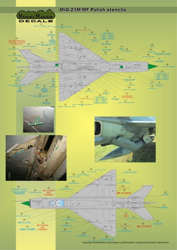 ModelMaker Decals D48020 MiG-21PFM/M/MF/bis/UM Polish stencils 1/48 – Bild 3