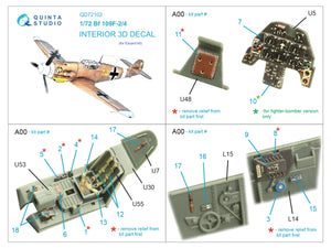 Quinta Studio QD72102 BF 109F-2/4 3D-Printed &amp;amp; coloured Interior on decal paper (Eduard) 1/72 – Bild 2