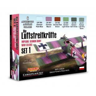 Lifecolor CS57 Acrylic paint set German Aircraft WWI 6x22ml