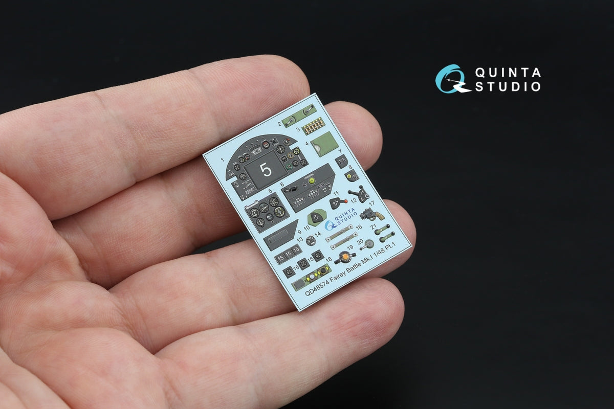 Quinta Studio QD+48574 Fairey Battle Mk.I 3D-Printed &amp;amp; coloured Interior on decal paper (Trumpeter) (with 3D-printed resin parts) 1/48 – immagine 3