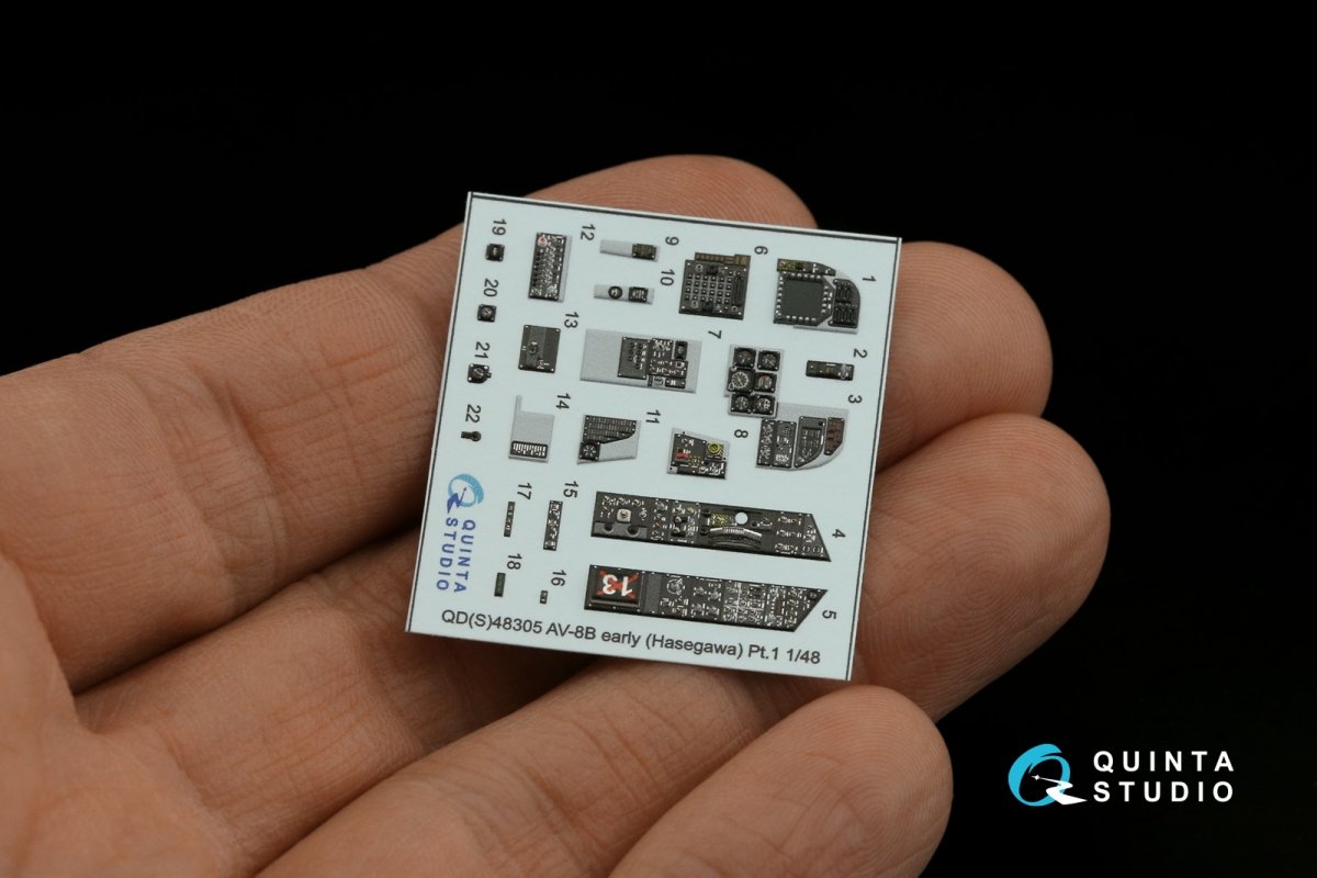 Quinta Studio QDS-48305 AV-8B Early 3D-Printed &amp;amp; coloured Interior on decal paper (Hasegawa) (Small version) 1/48 – immagine 4