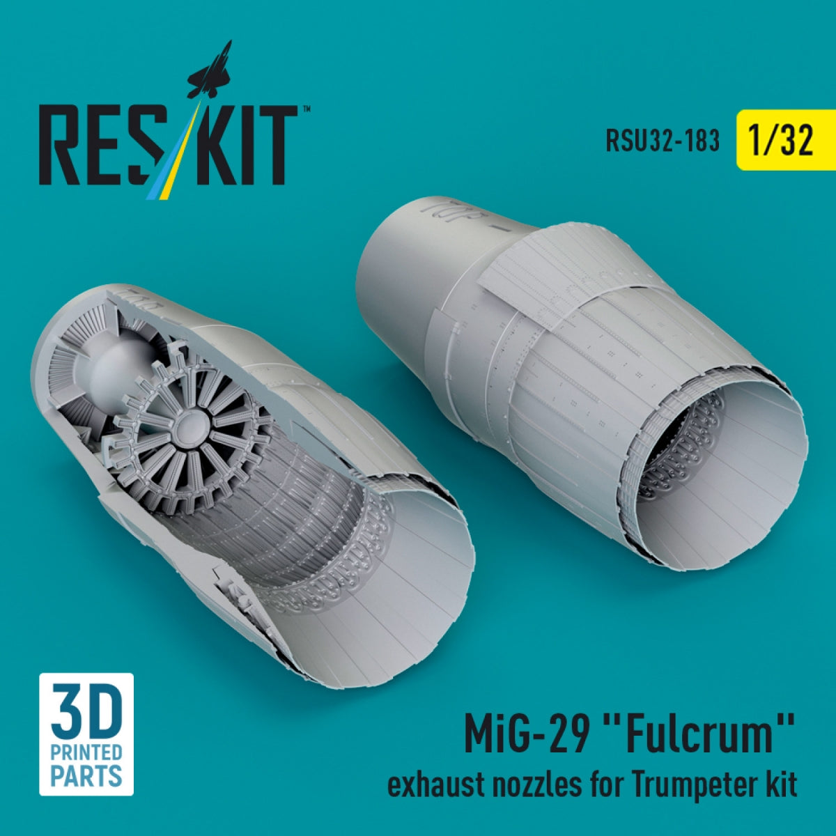 RESKIT RSU32-0183 MiG-29 "Fulcrum" exhaust nozzles for Trumpeter kit (3D Printed) 1/32