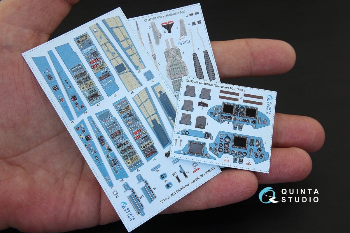 Quinta Studio QD32041 Su-30MKK 3D-Printed &amp;amp; coloured Interior on decal paper (for Trumpeter kit) 1/32 – immagine 2