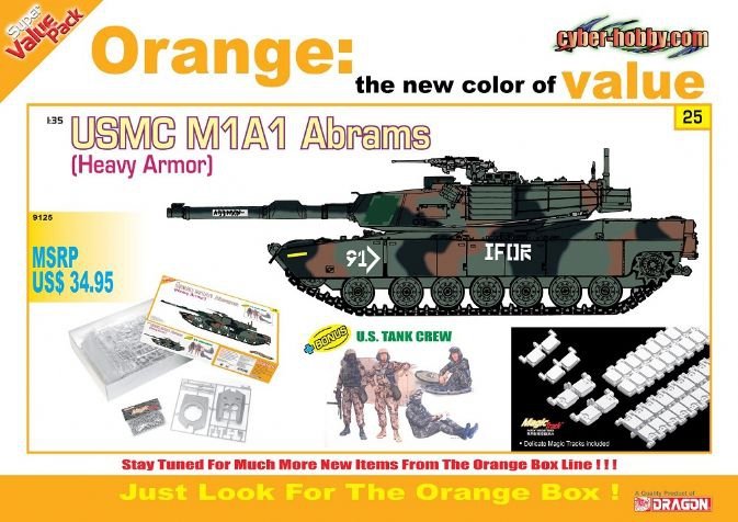 Cyber ​​Hobby 9125 USMC M1A1 Abrams (blindé lourd) Équipage de char américain 1/35