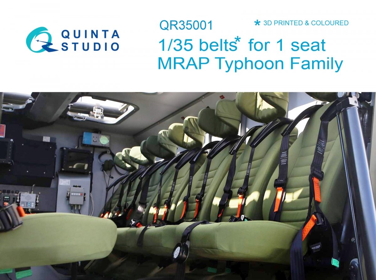 Quinta Studio QR35001 MRAP Typhoon Family belts for 1 seat, 3D-Printed &amp;amp; coloured on decal paper (for all kits) 1/35
