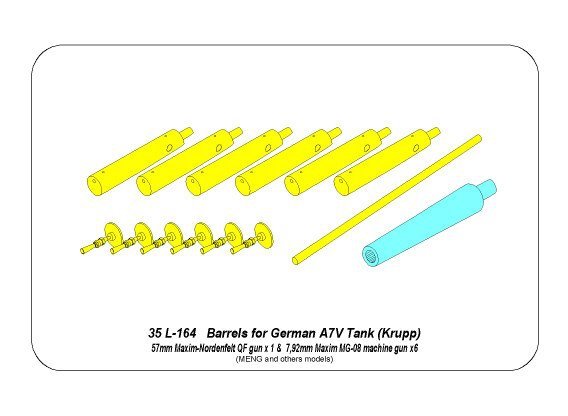 Canons Aber 35L-164 pour char allemand A7V de la Première Guerre mondiale (1/35) – image 10