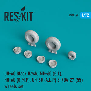RESKIT RS72-0044 UH-60 BLACK HAWK/MH-60 (G,L)/HH-60 (G,M,P)/UH-60 (A,L,P)/S-70A-27 (55) WHEELS SET (WEIGHTED) 1/72
