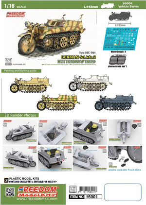 Freedom 16001 Sd.Kfz. 2 Kettenkraftrad Typ HK 101 1/16 – immagine 2