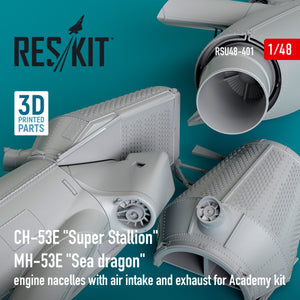RESKIT RSU48-0401 CH-53E &amp;quot;Super Stallion&amp;quot;, MH-53E &amp;quot;Sea dragon&amp;quot; engine nacelles with air intake and exhaust for Academy kit (3D printed) 1/48 – Bild 3