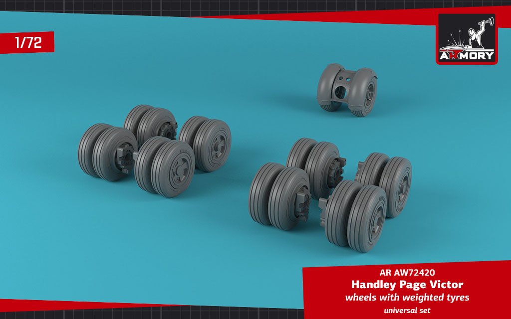 Armory Models AW72420 H.P. Victor wheels w/ weighted tires &amp;amp; front mudguard 1/72 – immagine 4