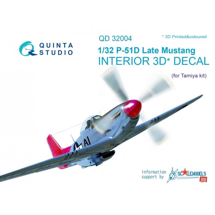 Quinta Studio QD32004 P-51D (Late) 3D-Printed &amp; colored Interior on decal paper (for Tamiya kit) 1/32