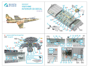 Intérieur imprimé en 3D et coloré sur papier décalcomanie Quinta Studio QD32247 F-104C (Italeri) 1/32 – image 7
