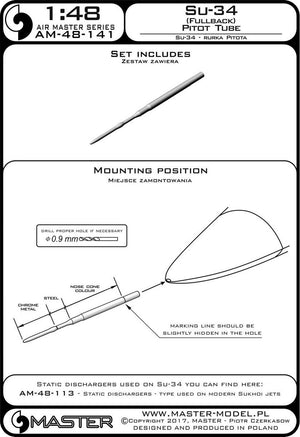 Master AM-48-141 Su-34 (Fullback) Pitot Tube 1/48 – image 4