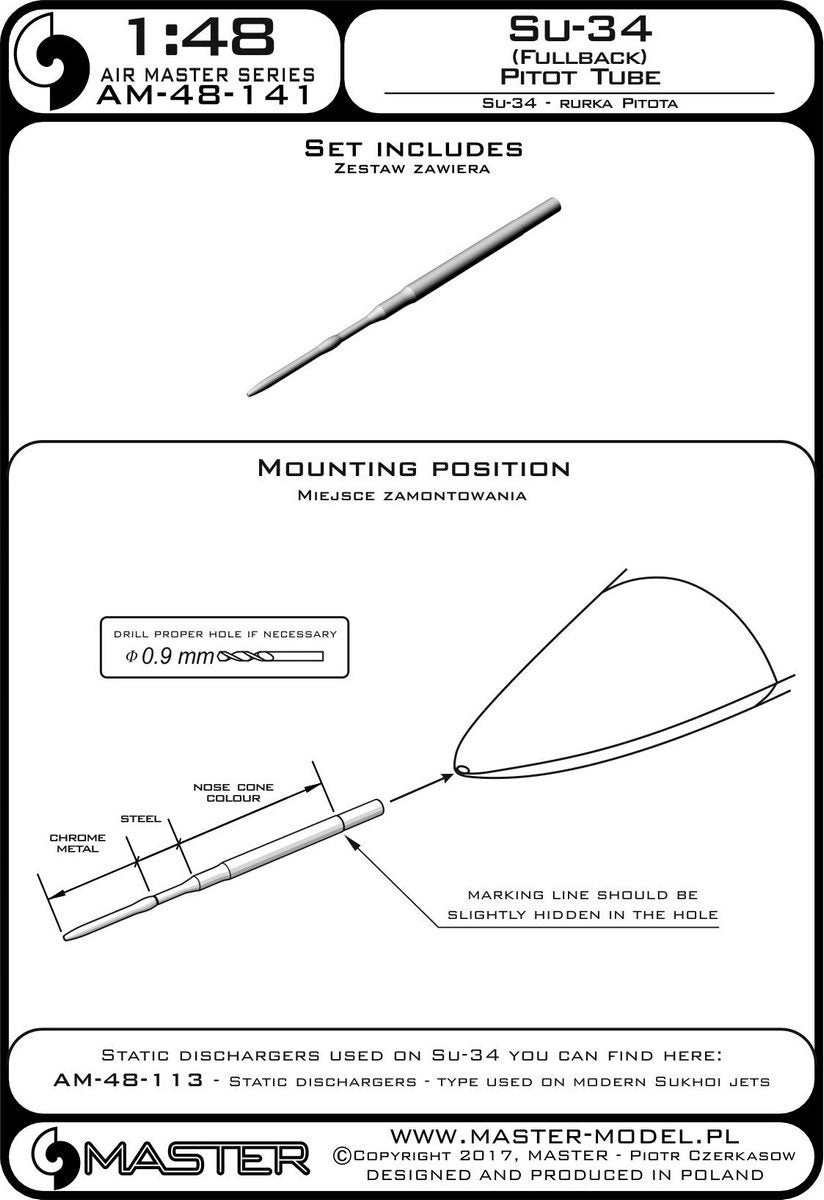 Master AM-48-141 Su-34 (Fullback) Pitot Tube 1/48 – image 4