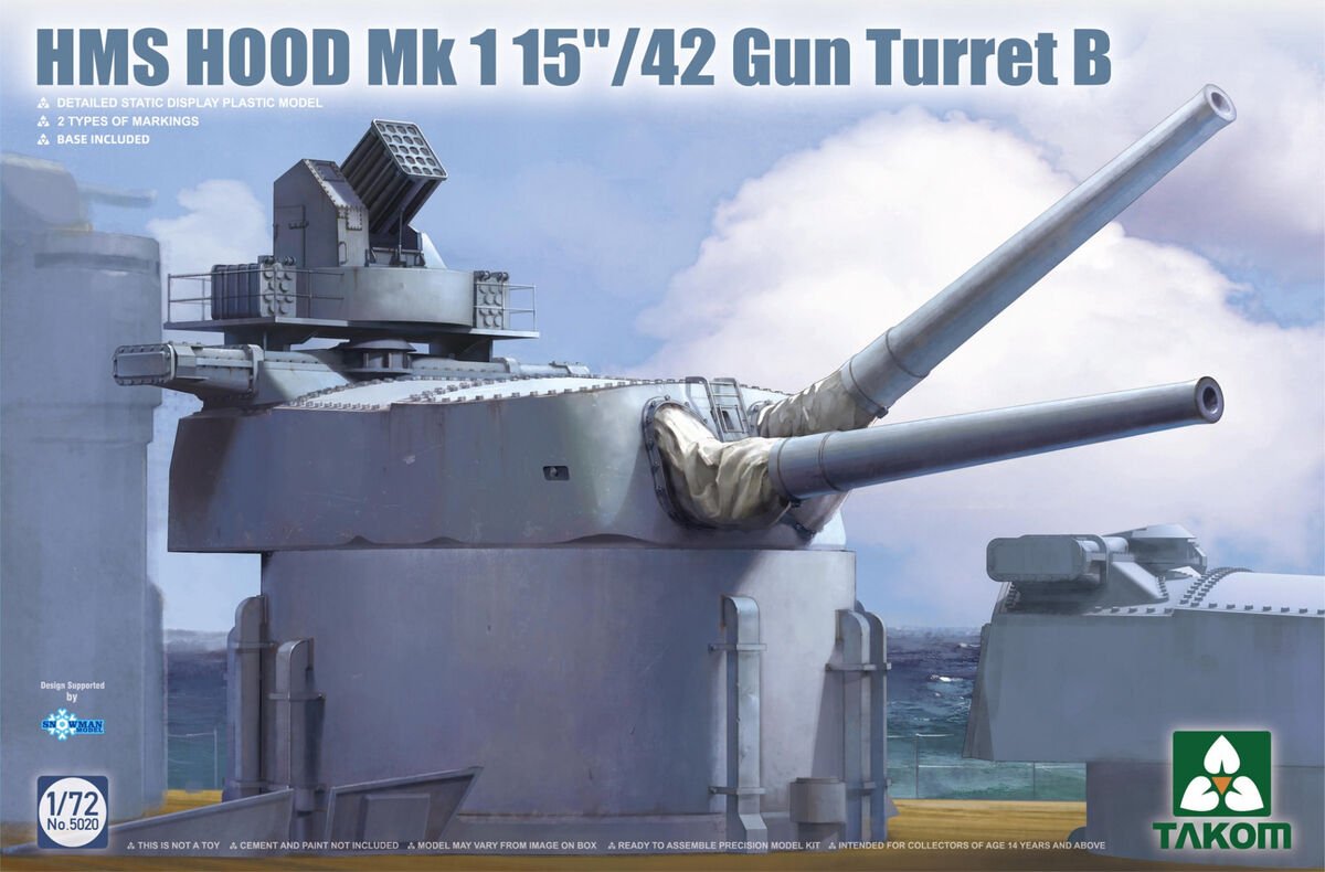 Takom 5020 HMS Hood 15"/42 Mk1 Gun Turret B 1 1/72