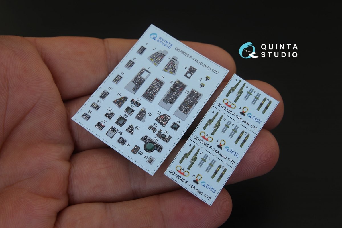 Intérieur imprimé en 3D et coloré sur papier décalcomanie Quinta Studio QD72025 F-14A (pour kit GWH) 1/72 – image 2