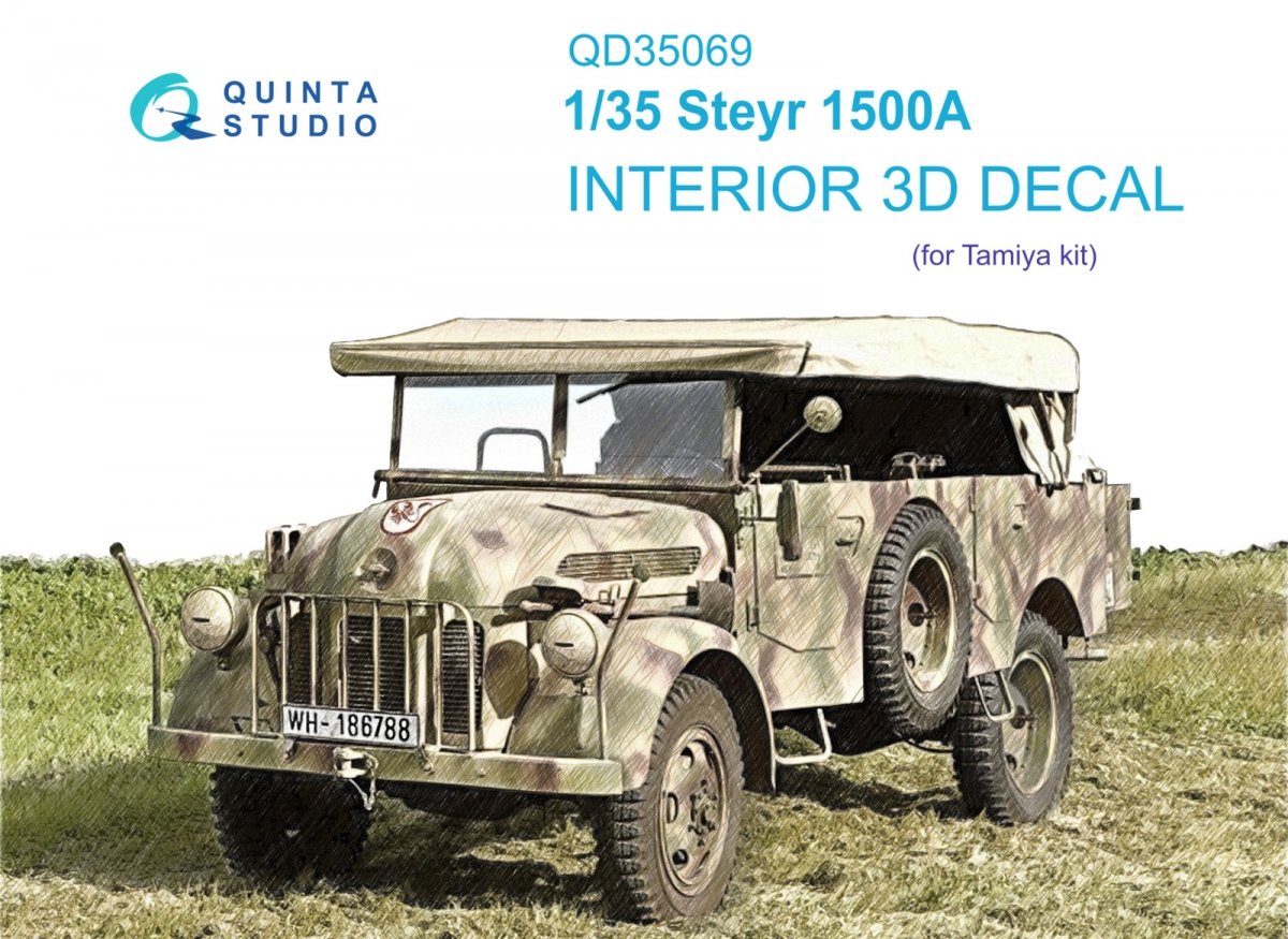 Intérieur imprimé en 3D et coloré sur papier décalcomanie Quinta Studio QD35069 Steyr 1500A (Tamiya) 1/35