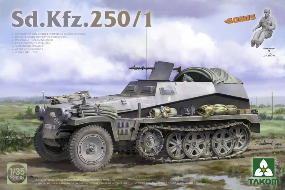 Takom 2194W Sd.Kfz 250/1 + Sd.Kfz 250/3 Greif Rommel Command Half-Track + 1/16 Erwin Rommel 1/35 – image 3