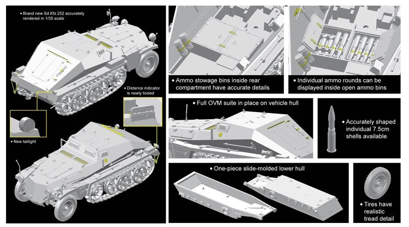 Dragon 6718 Sd.Kfz.252 leichte Gepanzerte Munitionskraftwagen mit Sd.Ah.32/1 Trailer 1/35 – immagine 3