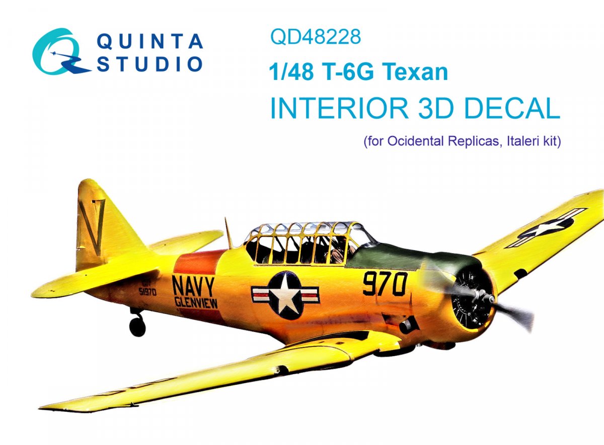 Quinta Studio QD48228 T-6G 3D-Printed & coloured Interior on decal paper (Italeri) 1/48