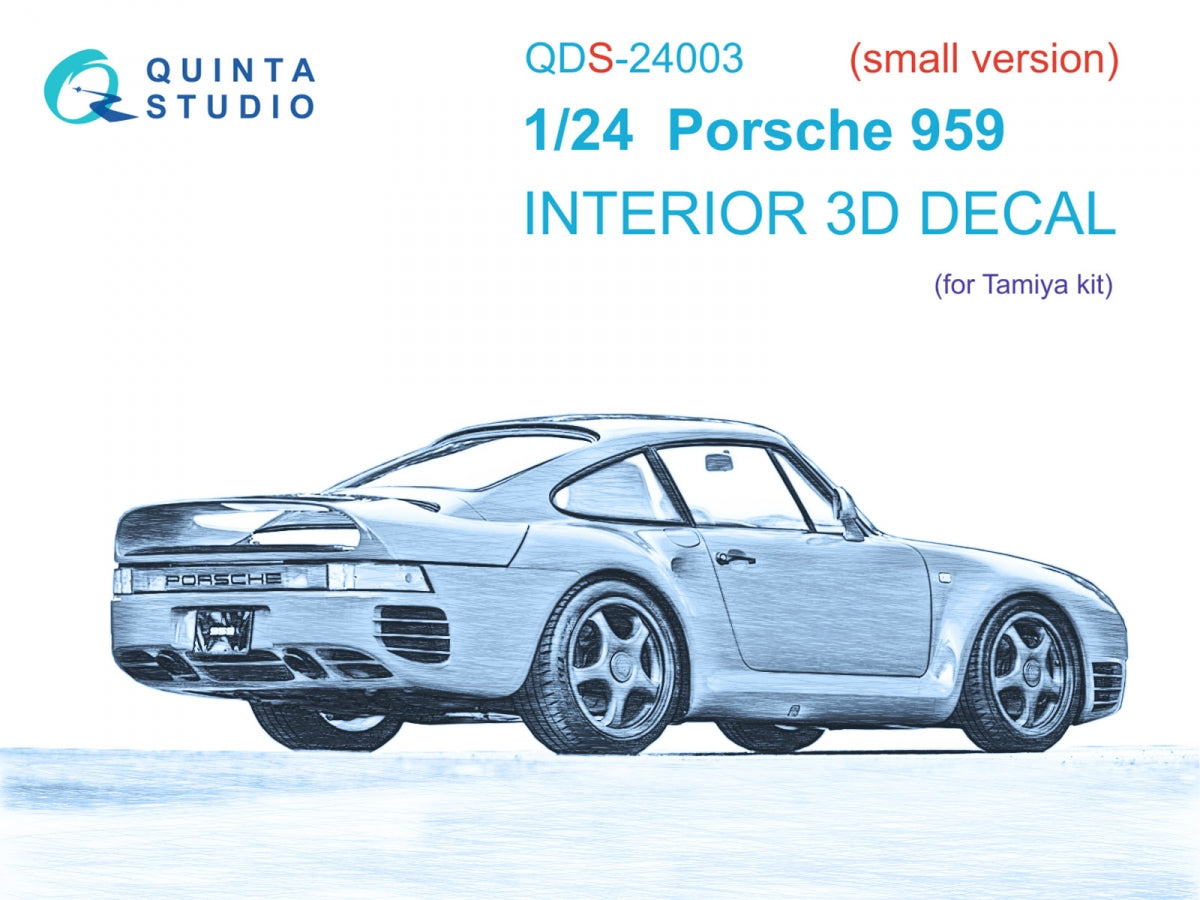 Quinta Studio QDS-24003 Porsche 959 3D-Printed &amp; colored Interior on decal paper (Tamiya) (Small version) 1/24